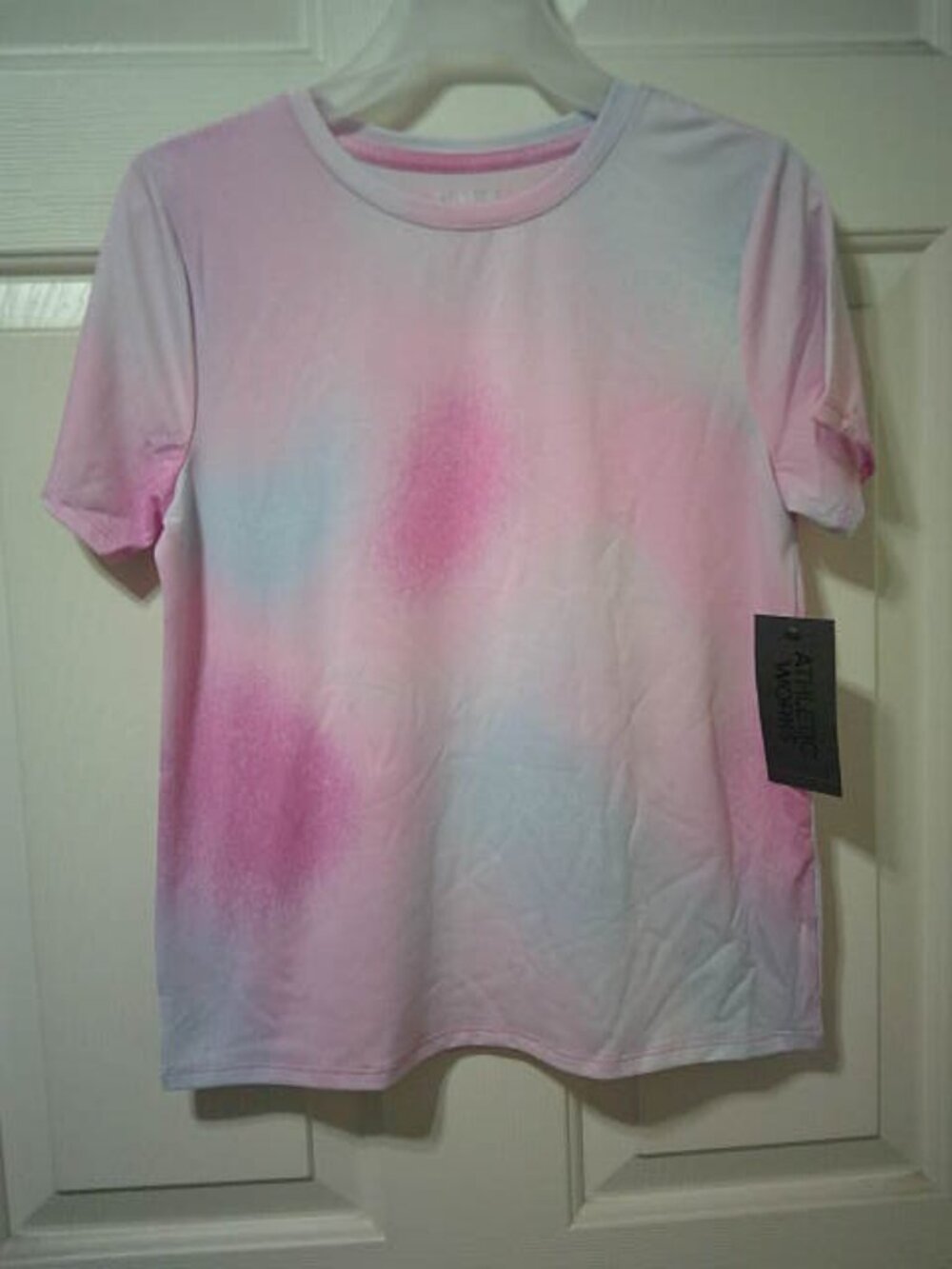 NEW GIRLS ATHLETIC WORKS SIZE LG 10-12 SPLASHY PINK T-SHIRT TOP SS SCHOOL 👸